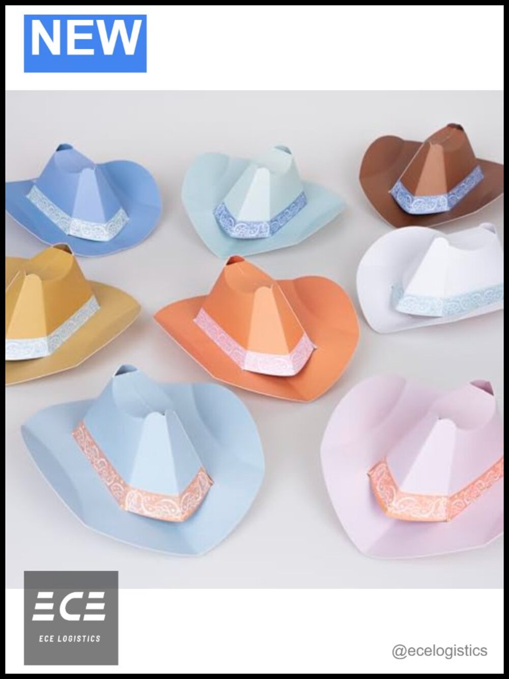 Mini Cowboy Party Hats Paper 8 Pack Western Birthday Decorations